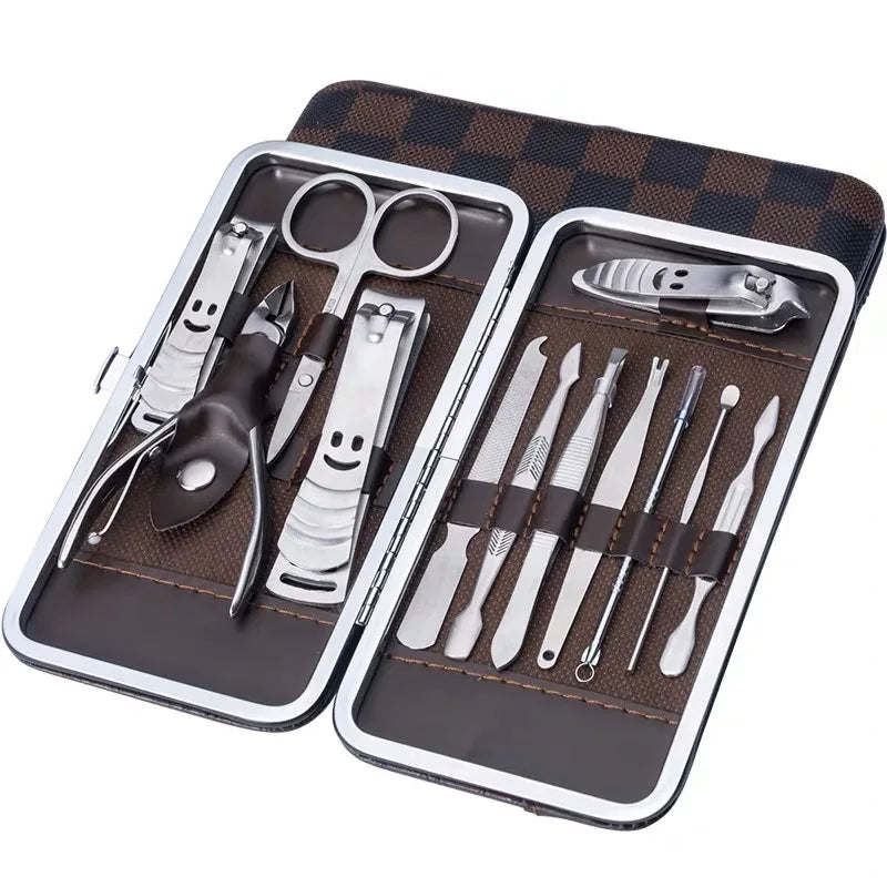 Kit de Unhas Profissional de Aço Inoxidável - 12 Peças